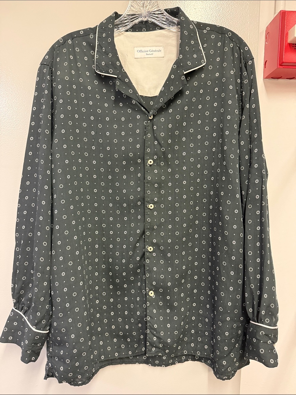 Officine Generale Charcoal Gray Dot-Print Button-Down Shirt